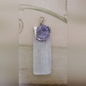 Selenite & Amethyst pendant